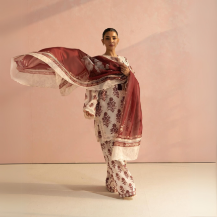 Elegant Printed Lawn Suit with Chiffon Dupatta – Unstitched